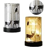Battery Operated Table Lamp, Cordless Lamps for Home Decor, Battery Powered Nightlight with LED Bulb with Timer, Decorative Lights for Living Room Bedroom Tabletop Entryway Centerpiece Gift (deer)