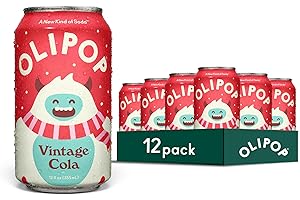 OLIPOP Prebiotic Soda Pop, Vintage Cola, Pantry Pack Packed with Prebiotics, Fiber, and Botanicals, Gluten Free, Vegan, GMO Free, 12oz (12-Cans)