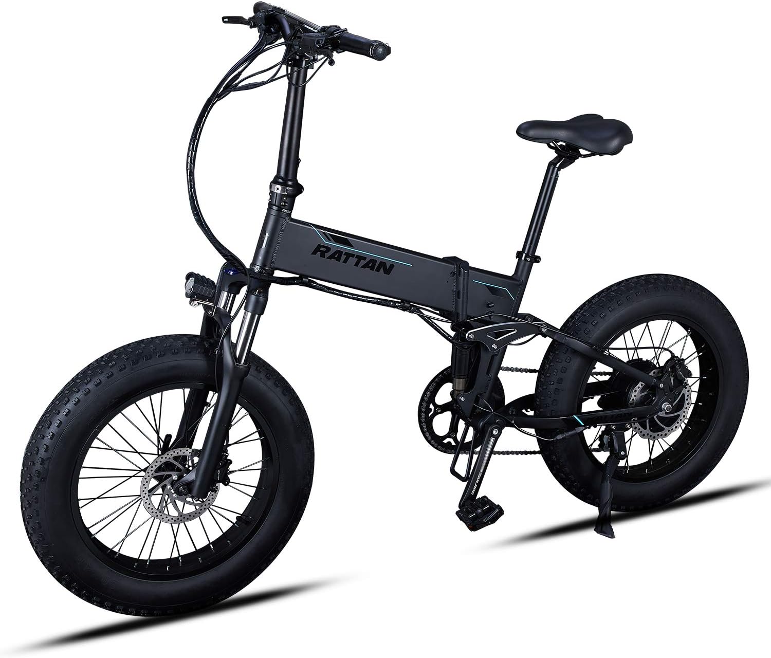 Rattan IPAS Ebike Electric Mountain Bikes Rattan Fat Bear Full Suspension Fat Tire Snow Tyre 48V 500W Motor 8 Speed 11.6 Ah Lithium Battery Foldable Electric Bike Adults Assisted EBike
