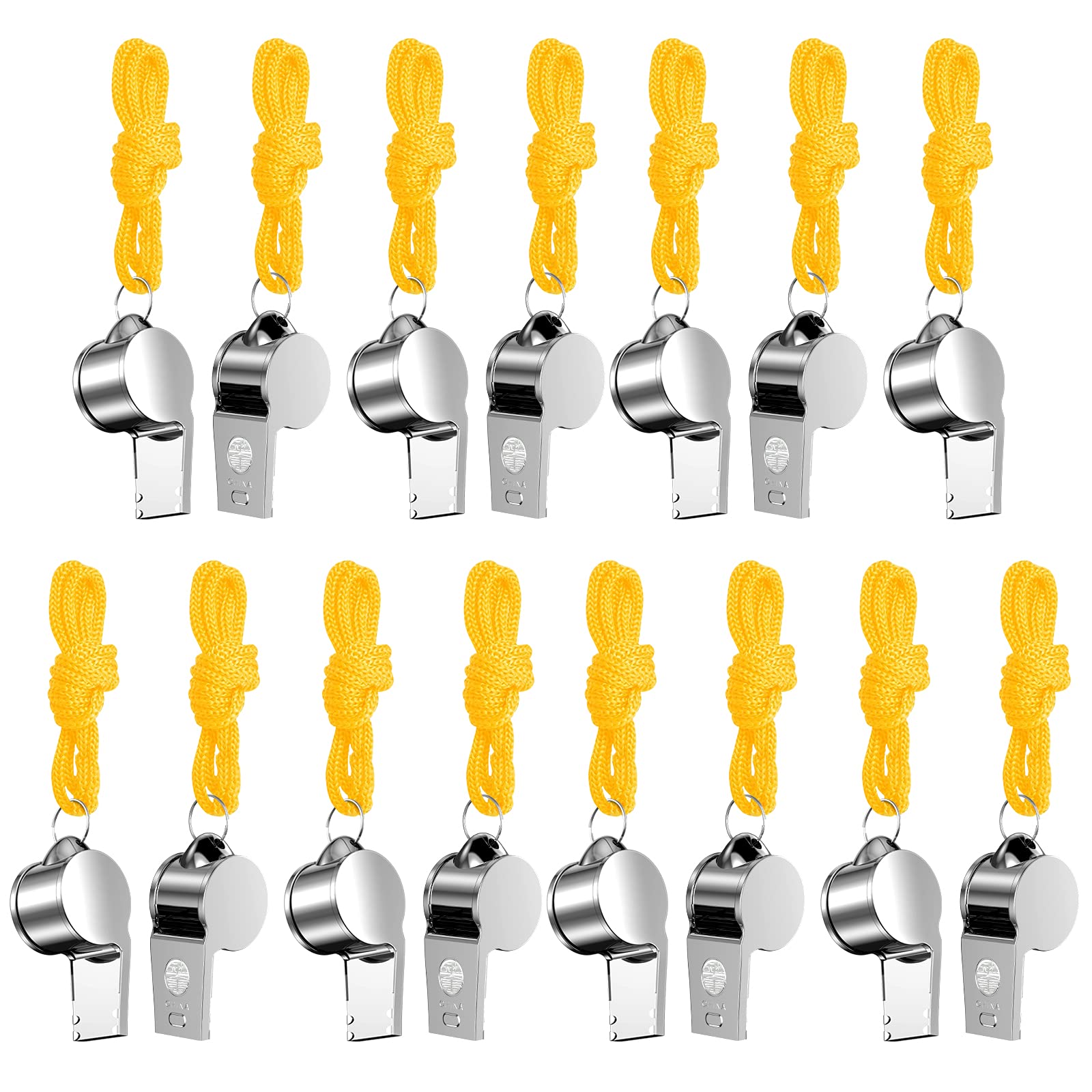 PUFEUOO 15Pcs Whistles Sports Whistle Referee Whistle Metal Whistle with Lanyard for Kids Football Teachers