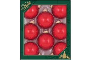 Glass Christmas Tree Ornaments - 67mm / 2.63" [8 Pieces] Designer Balls from Christmas By Krebs Seamless Hanging Holiday Decor (Candy Apple Red)