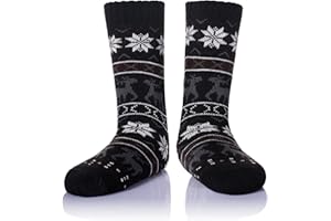 WEVIAS Men's Fleece Lined Cozy Extra Thick Slipper Socks Winter Non-Slip Fuzzy Home Sleeping Stockings
