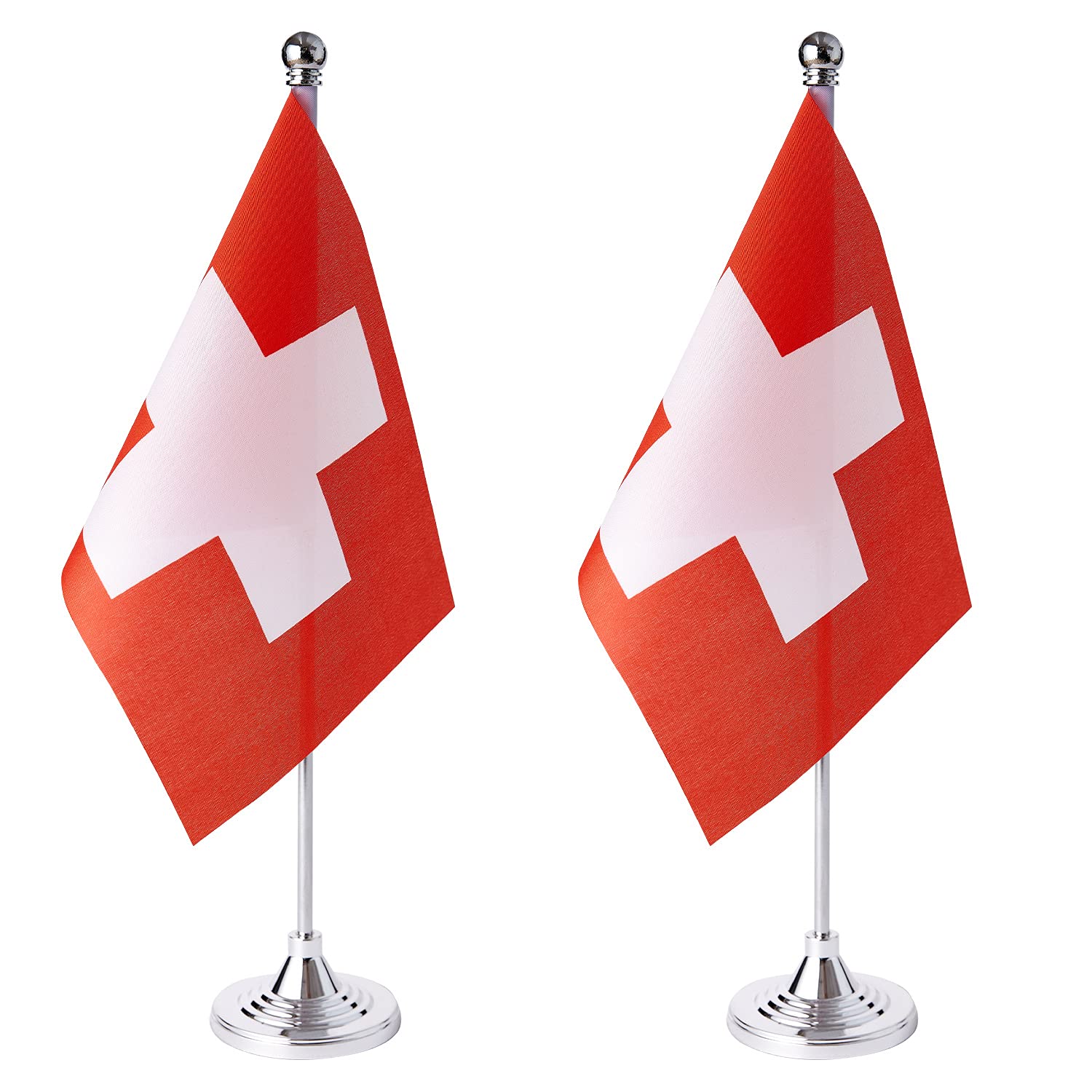 Photo 1 of ZXvZYT 2 Pack Switzerland flag Swiss Table Flag Small Mini Swiss Desk Flags With Stand Base,International Festival Events Celebration Decorate,Home office Decorations