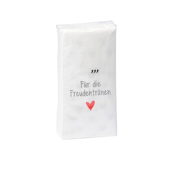 in due 10 x 10 Taschentücher 'Für die Freudentränen' zur Hochzeit, Taufe oder Kommunion