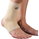SPOTBRACE Ankle Brace Compression Sleeve, Ankle Support For Women Men 2Pack | Elastic, Open Heel, Beige, Breathable, Thin, Soft, Ankle Compression Sock for Ankle Swelling, Plantar Fasciitis, Sprain, L