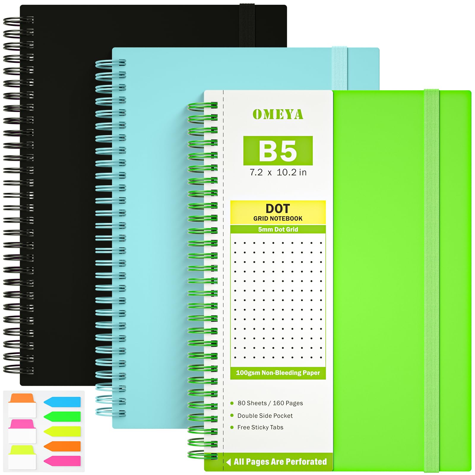 Dotted Journal Notebook, 3 Pack Spiral Notebook