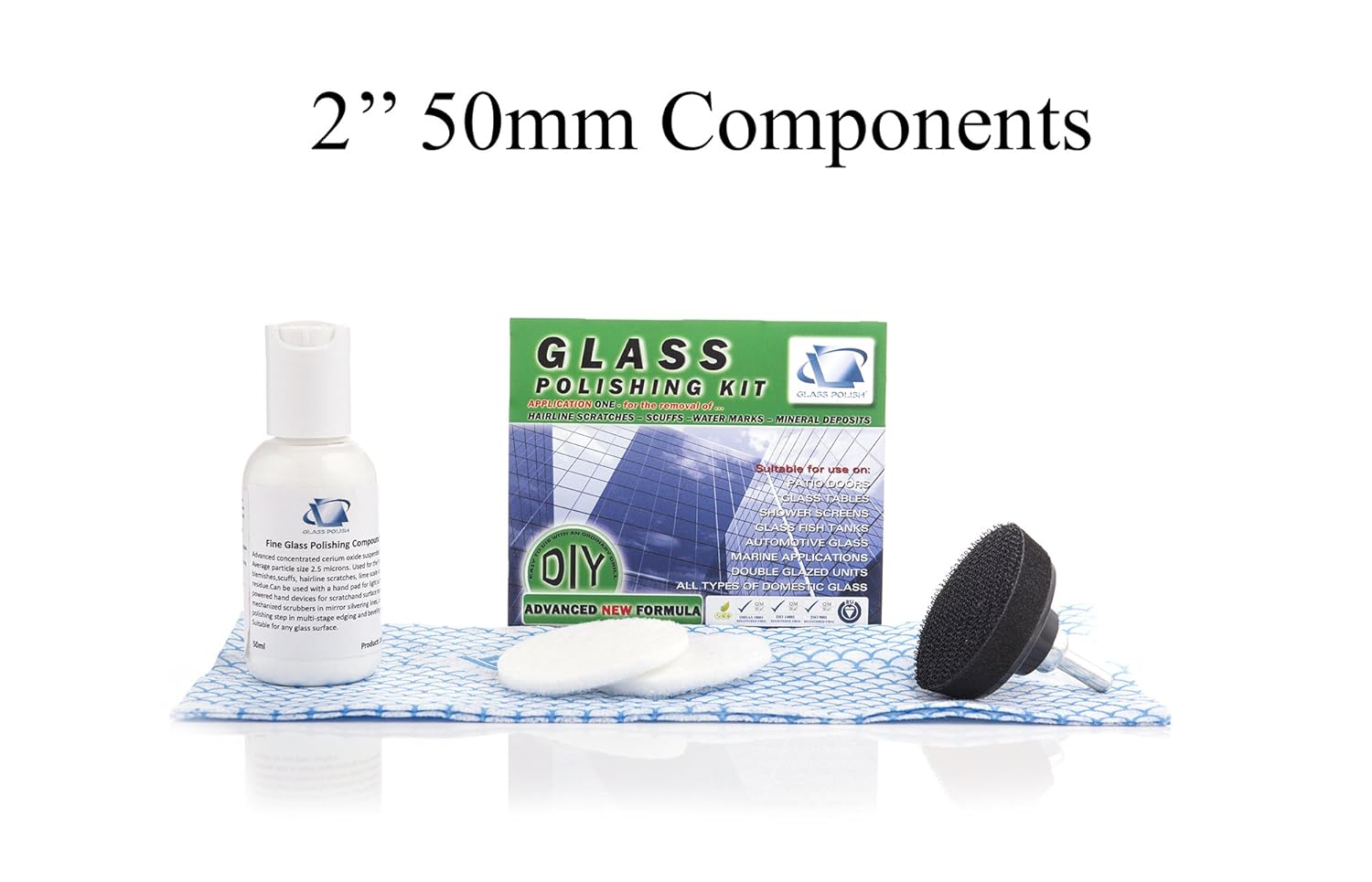 Glass Polishing Kit DIY Repair REMOVES SCUFFS, SURFACE MARKS, LIME SCALE AND MINERAL