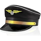 Vaulted Skulls &amp; Co Pilot Hat | Airplane Pilots Cap | Pilot Dress Up Hats | Aviator Hats Costume | Airline Costumes Outfit