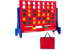 SPORFIT Jumbo 4-in-a-Row Game, Wall-Mounted or Tabletop Connect Game Set with Carry Bag, Quick-Release Slider w/ 42 Coins, In