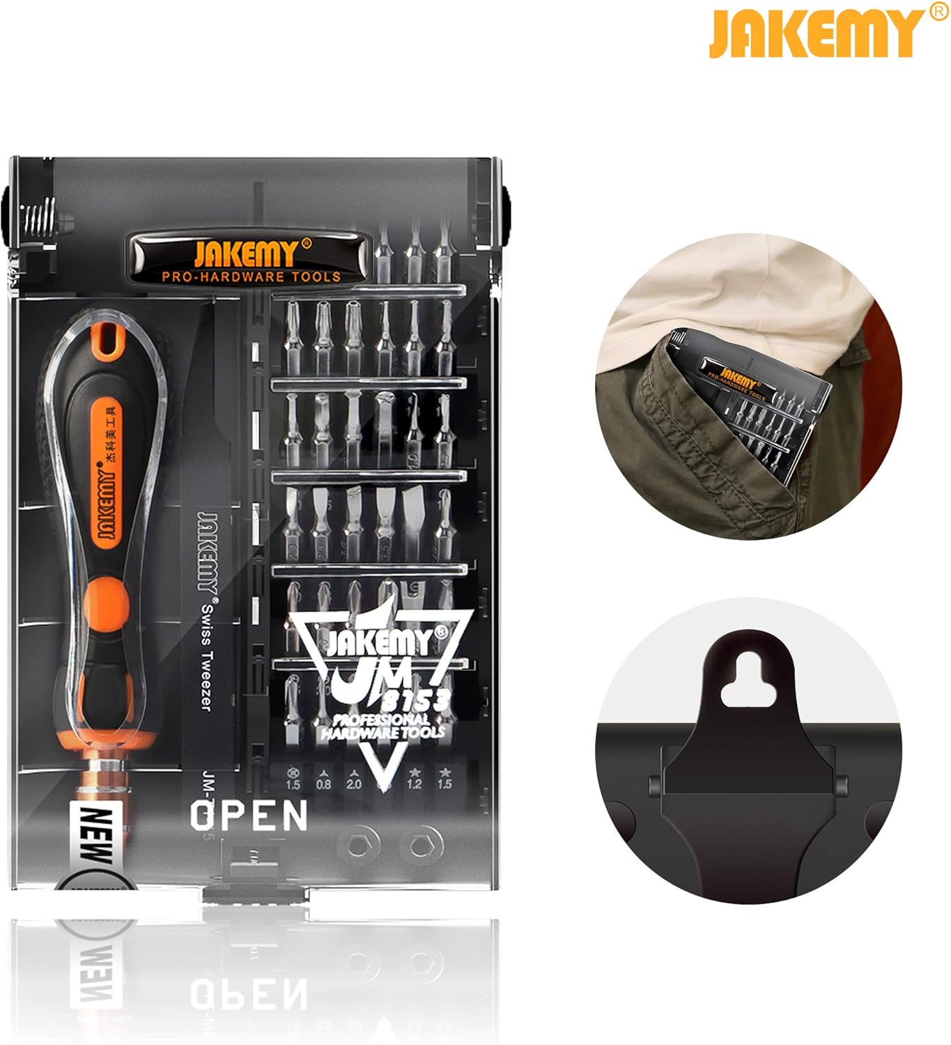 Jakemy 39 in 1 Screwdriver Set Precision Repair Tool Kit with 36 Magnetic Driver Bits Screwdriver Kit for iphone 11/X/8/7 Plus Cell Phone Macbook Laptop PC Black - - 