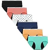 Nalwort Teen Girls Period Underwear Menstrual Period Panties Leak-Proof Cotton Protective Briefs Pack of 6