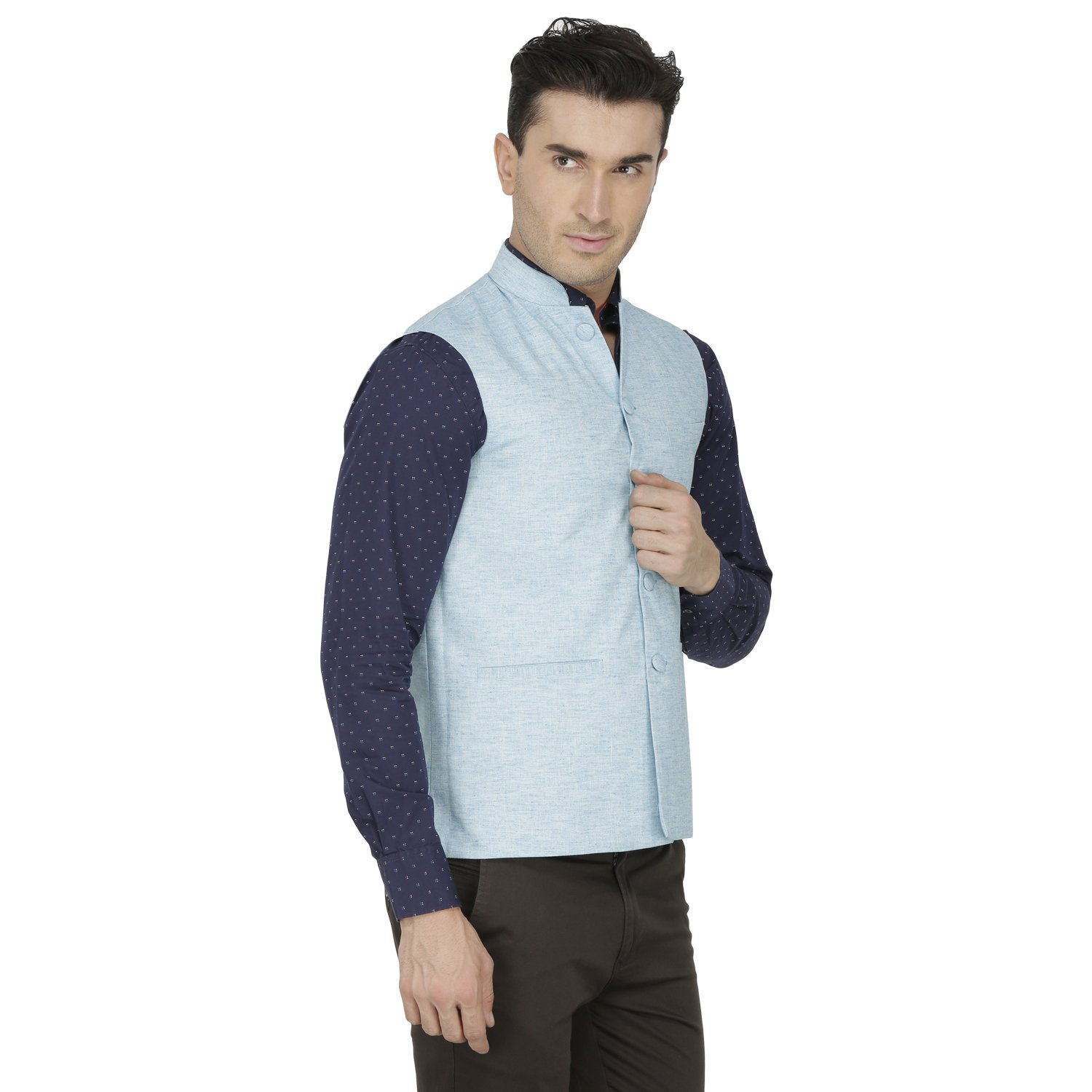 inspire light blue linen modi jacket