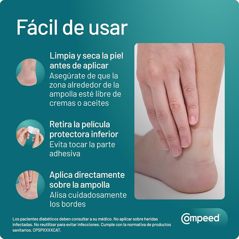Ampolas médias, curativos hidrocoloides para os pés, Pack 5 unidades