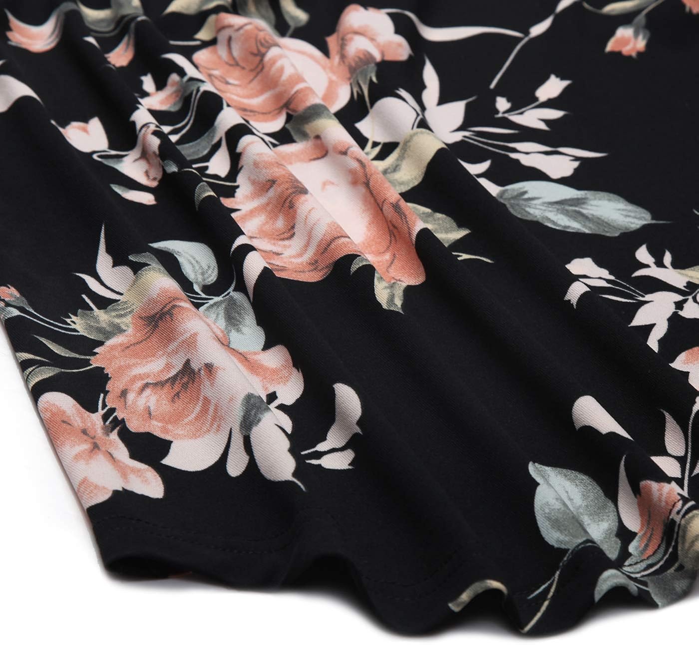 Ninedaily Women's Summer Tops Short Sleeve Casual Blouse Zip Floral Tunic Shirts: Clothing