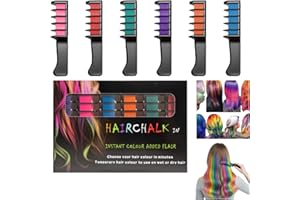 GENERIC Festive Fun Hair Chalk Combs, 12 Colors Instant Hair Color Comb Washable Quick Dry Vibrant Temporary Color for All Ages for Birthday Party, Christmas Gifts (6 Color)