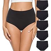 Wealurre Women's Comfort Cotton High Waist Underwear Breathable Soft Tummy Control Bikini Panties Plus Size