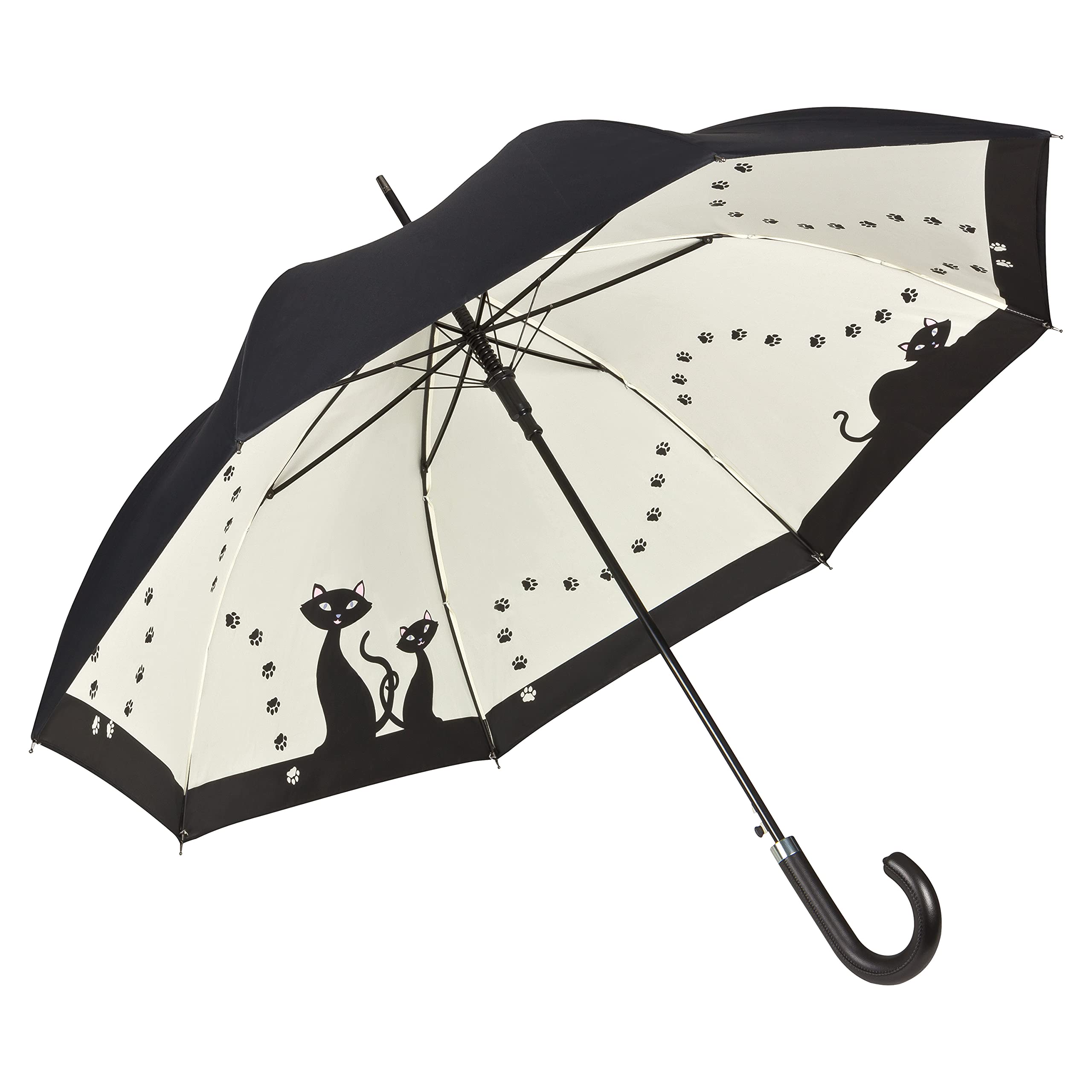 VON LILIENFELD® Umbrella Automatic Women Motif Black Cats Double Layer