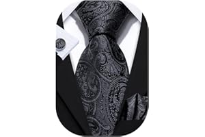 Barry.Wang Men Tie Set Handkerchief Cufflink Business Formal Neckties for Men Stripe Plaid