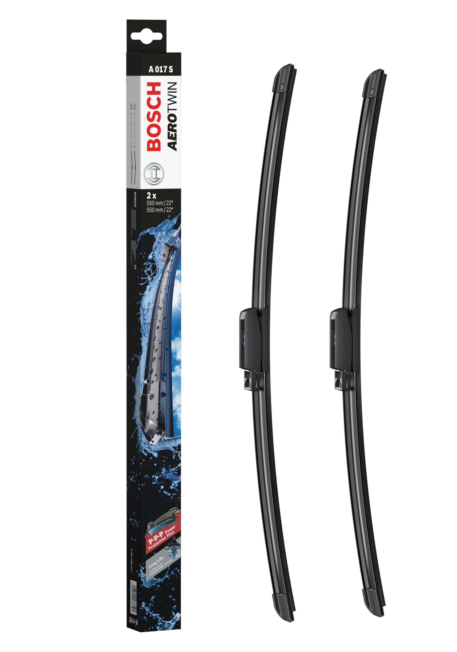 Bosch Wiper Blade Aerotwin A017S, Length: 555mm/555mm − Set of Front Wiper Blades
