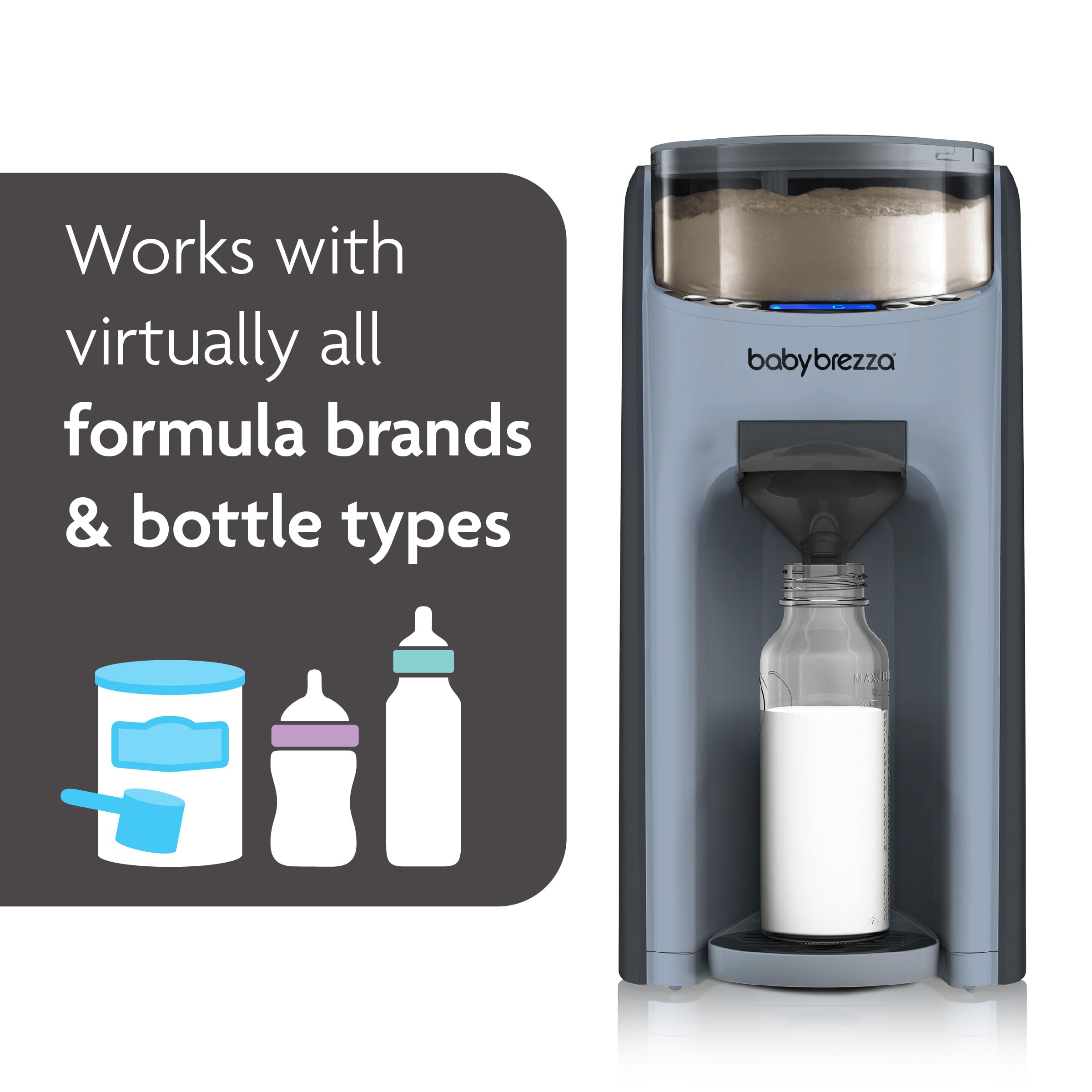 Baby Brezza New and Improved Formula Pro Advanced Formula Dispenser Machine - Automatically Mix a Warm Formula Bottle Instantly - Easily Make Bottle with Automatic Powder Blending, Slate