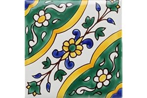 Casablanca Market MT031 Mediterranean Ceramic Jerusalem Decorative Tile, Green
