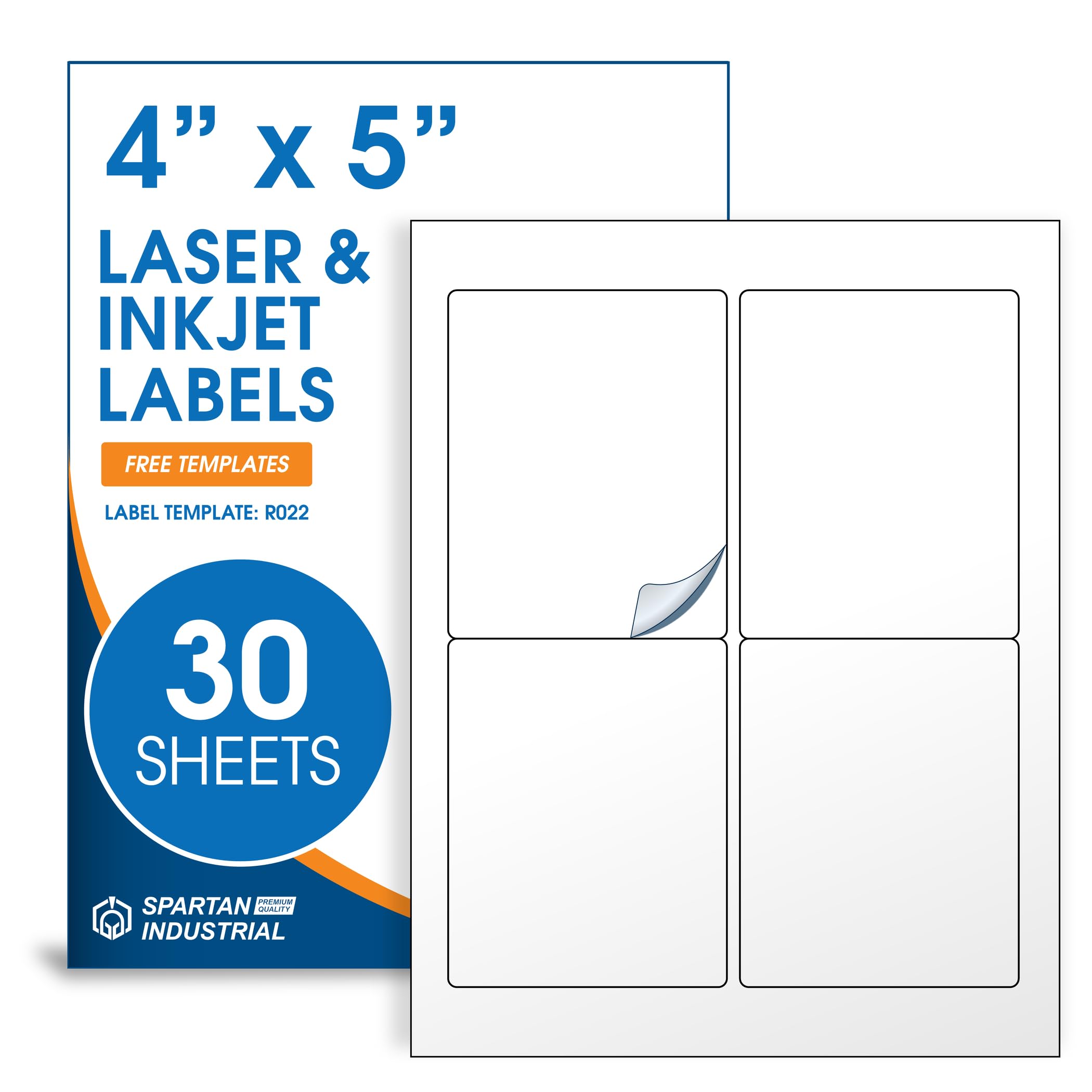 Photo 1 of 4" X 5" Printable Shipping Labels Compatible with Inkjet and Laser Printers - 30 Sheets, 120 Total Matte White Paper Stickers for Mailing and Addresses - Spartan Industrial