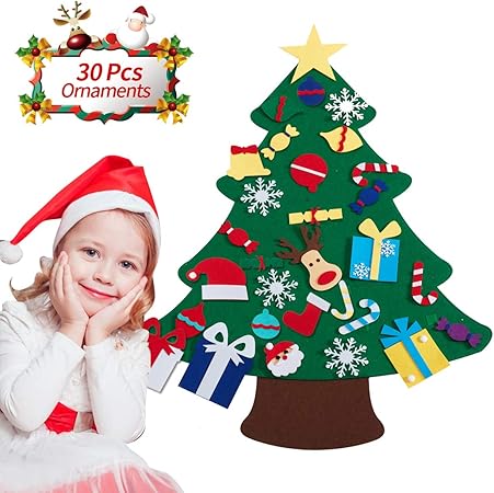 Decorazioni Natalizie Fai Da Te Da Appendere.Lalent Albero Di Natale In Feltro Con 30 Ornamenti Da Appendere Per Decorazioni Natalizie Fai Da Te 1 M Regalo Di Natale Per Bambini E Bambine Amazon It Casa E Cucina