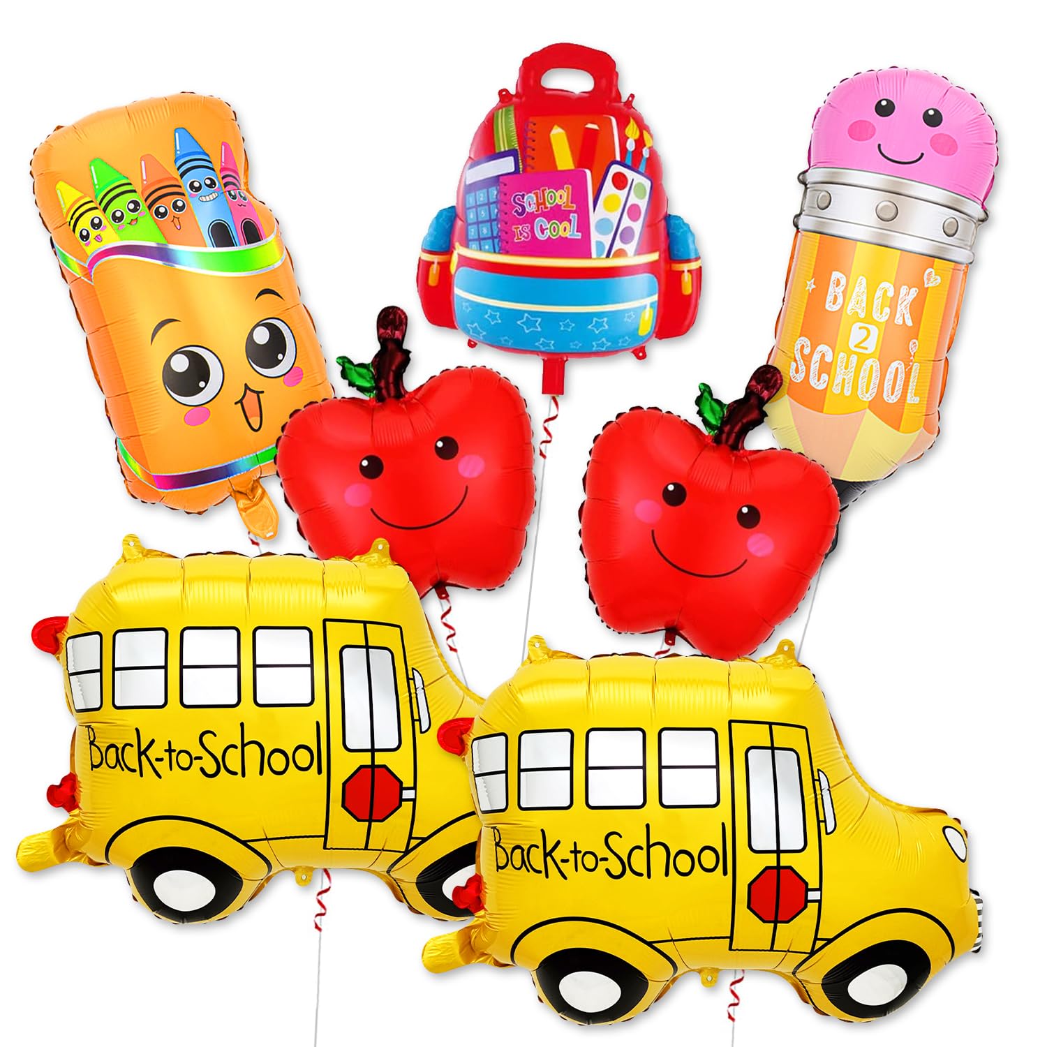 Photo 1 of Back to School Balloons, First Day of School Balloons, Colorful Pencil Crayon Schoolbag School Bus Balloon for School