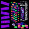 Drinking Games for Adults Party, Black Light Tumble Tower -Glowing Drinking Games Suitable for Day Or Night, 54 Blocks with Hilarious Drinking Commands, Stacking Games for adults party