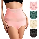 BOKIOW Women Tummy Control Underwear,High Waisted Shapewear Panties,Silky Soft Full Coverage Stretch Ladies Brief Multipack