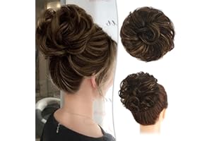 RUWISS Messy Bun Hair Piece Human Hair Messy Rose Bun Hair Buns Hair Piece for Women Real Hair Scrunchies Updo Hair Pieces Bun Extension Ponytail Messy Hair Bun (Brown Mixed)