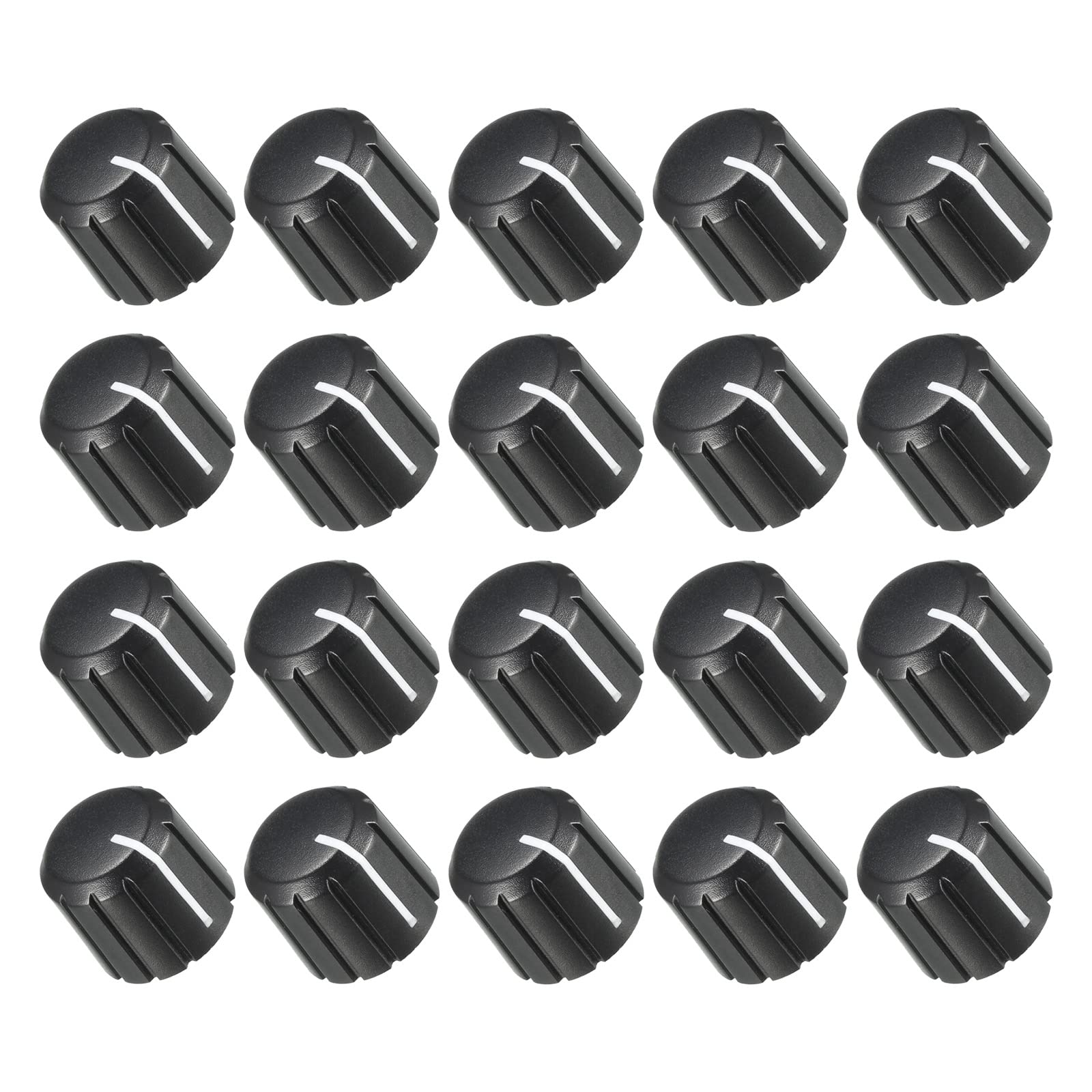 Rebower Potentiometer Knob Knurled Shaft Insert D Type Switch Knobs, [for Audio Device] - 15x13.5mm/ 6mm/ Black White/ 20Pcs