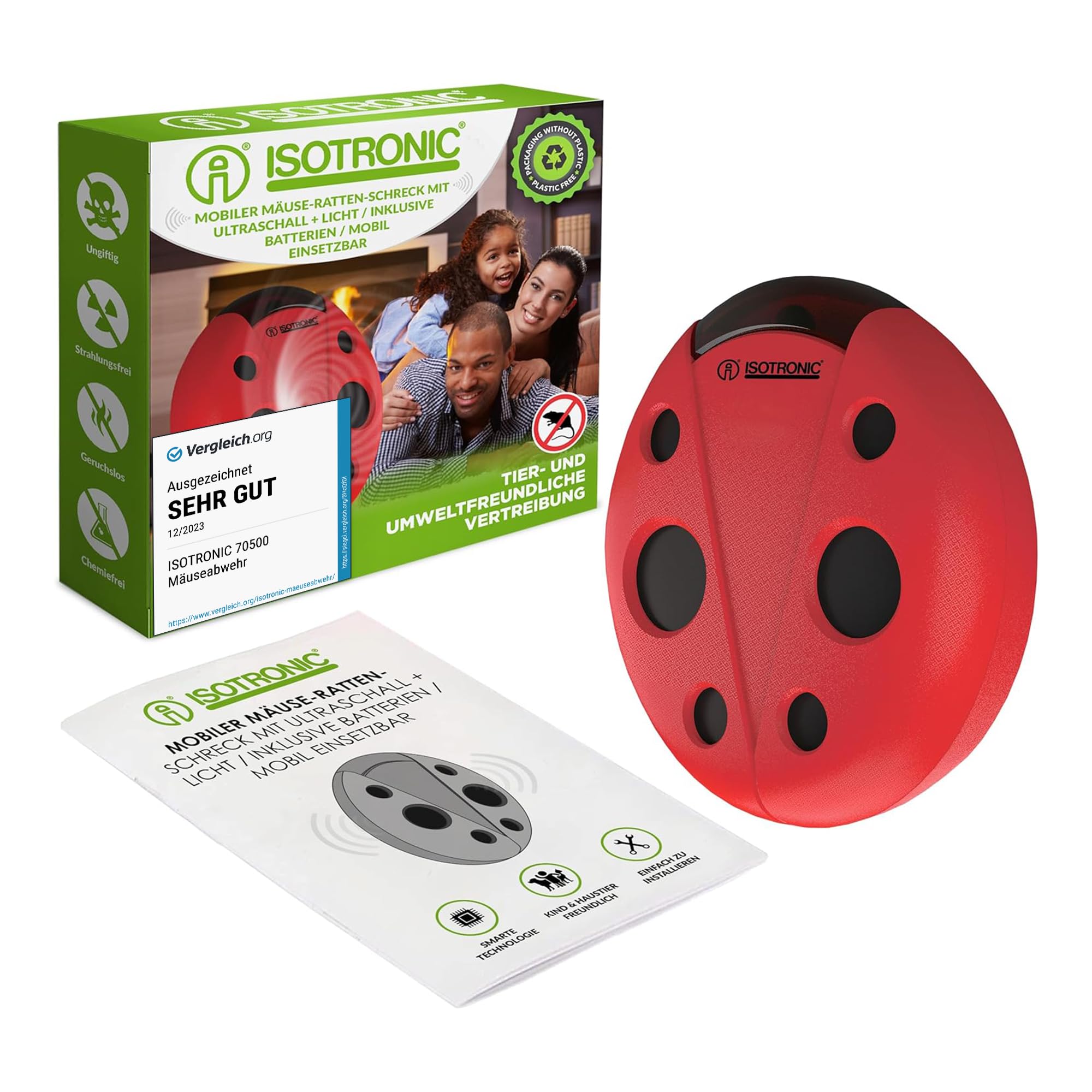 ISOTRONIC Mouse Rat repellent ultrasonic battery operated Outdoor/Indoor no mice rodent