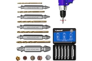 Greywolf 11 pcs Damaged Screw Extractor Set, Hardness 63-65HRC, Screw Extractor Remover Set and 5 pcs HSS Drill Bit Set, Bolt