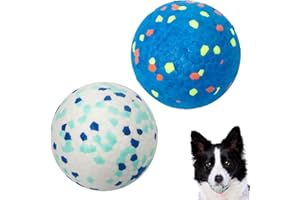 CyperGlory 2 Pack Indestructible Dog Tennis Balls for Aggressive Chewers: Interactive Pet Toys, Herding and Jolly Ball for Dogs, Durable, Bouncy, and Water Toy Fetch Balls (White, Blue