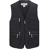 Gihuo Men's Fishing Vest Utility Safari Travel Vest with Pockets Outdoor Work Photo Cargo Fly Summer Vest