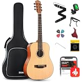 Donner 3/4 Acoustic Guitar Kit 36 Inch Dreadnought Acustica Guitarra Bundle for Beginner Adult Youth Travel With Steel String Spruce Wood Gig Bag Tuner Pickguard Right Hand