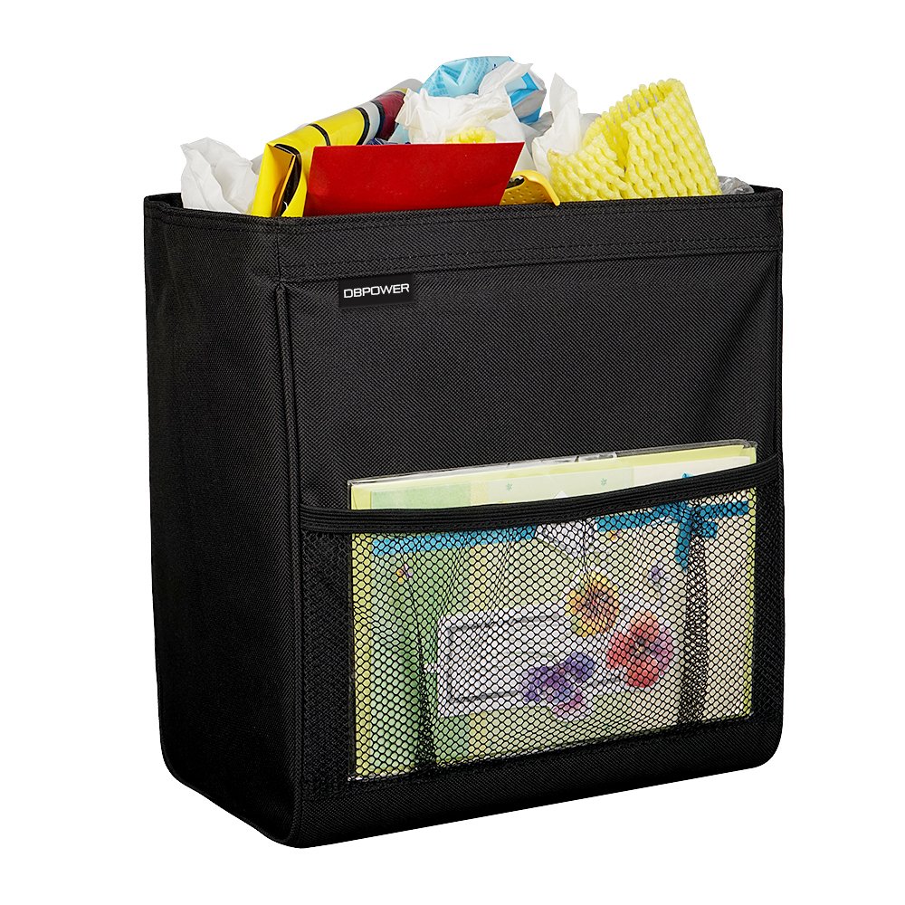 DBPOWER Waterproof Portable Car Trash Can with Side Pockets, Leakproof Drive Garbage Bin With Inner Heat Preservation Bag