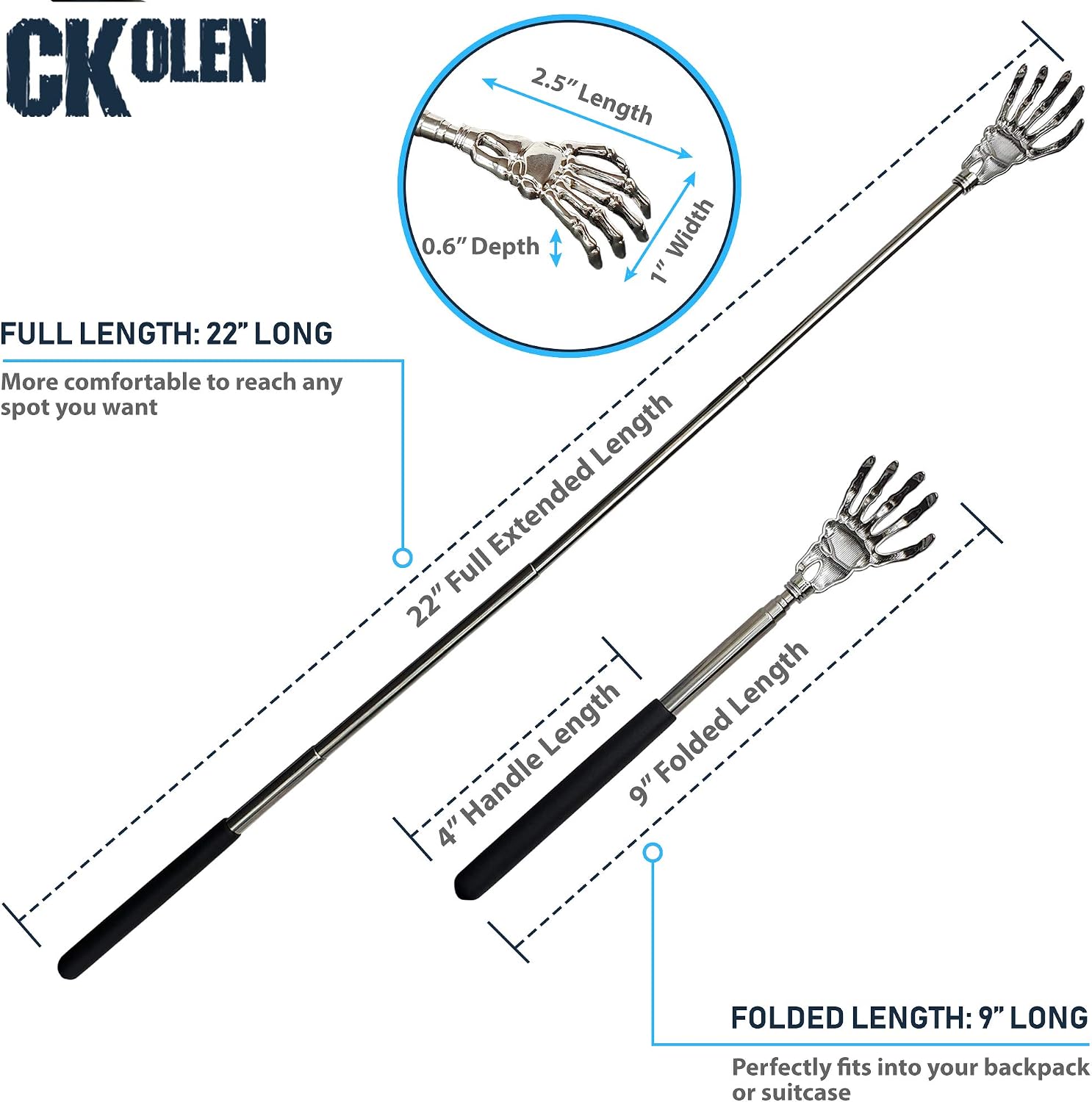 CKolen Telescopic Back Scratcher, Extendable Massager Stick – Portable ...