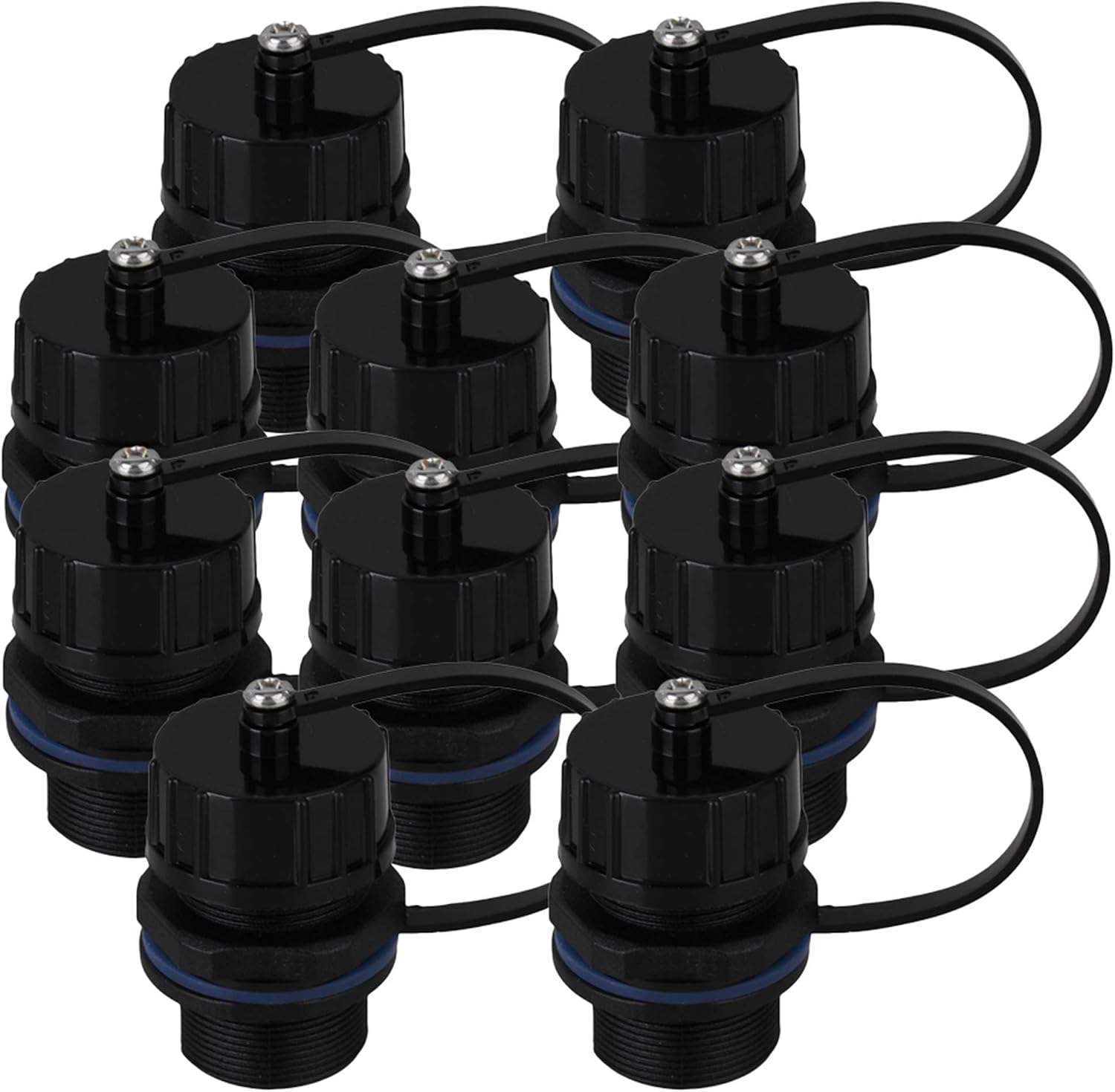 CNBTR Ethernet LAN Black IP68 Friendly M20 Stuffing Locknut Plastic RJ45 Underwater Gland Connector Set of 10