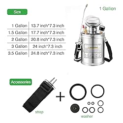 Kweetle 1Gal Stainless Steel Pump Up Sprayer