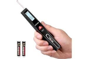 PREXISO Pocket Laser Measurement Tool, 135Ft Laser Distance Meter Backlit Display Laser Measure with Pen Clip Ft/Ft+in/in/M Unit - Pythagorean, Distance, Area, Volume Modes for Home, Industries