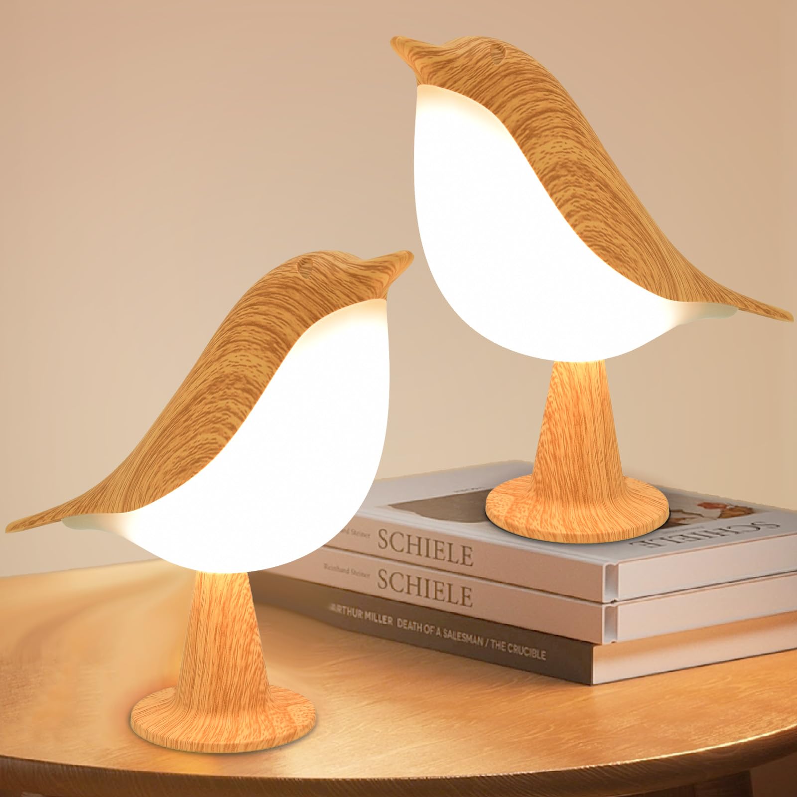 Photo 1 of 2Pack Small Cute Bird Table Lamp, Touch Bird Night Light, Cordless Bedside Lamp, Desk Lamp for Reading, 3-Way Dimmable USB Rechargeable Battery 2600mAh Nightstand Lamp for Bedroom, Home/Office Decor