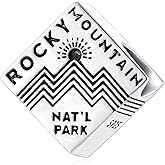 Rocky Mountain National Park in Colorado Charms, Vintage 925 Sterling Silver Square Beads fits Pandora American Travel Bracelet, Gifts for USA Souvenir/Birthday/Christmas