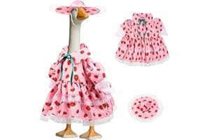 CQDAXUMY Spring Porch Goose Outfit for 23" H Cement Statue, Cute Lawn Goose Skirt Costume with Hat for Summer Outdoor Yard La