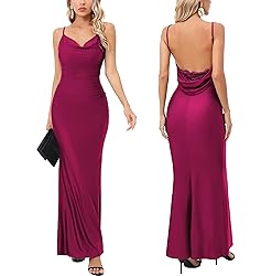 Capuffy Women Drape Neck Formal Maxi Dresses Lace