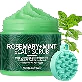 Scalp Scrub, 2-in-1 Clarifying Shampoo, Scalp Exfoliator For Deep Scalp Cleanse, Shine, Hydration, Hair Scrub With Silicone Scalp Massager, Scalp Scrubber For Buildup, Dandruff 10.6oz（Rosemary Mint ）
