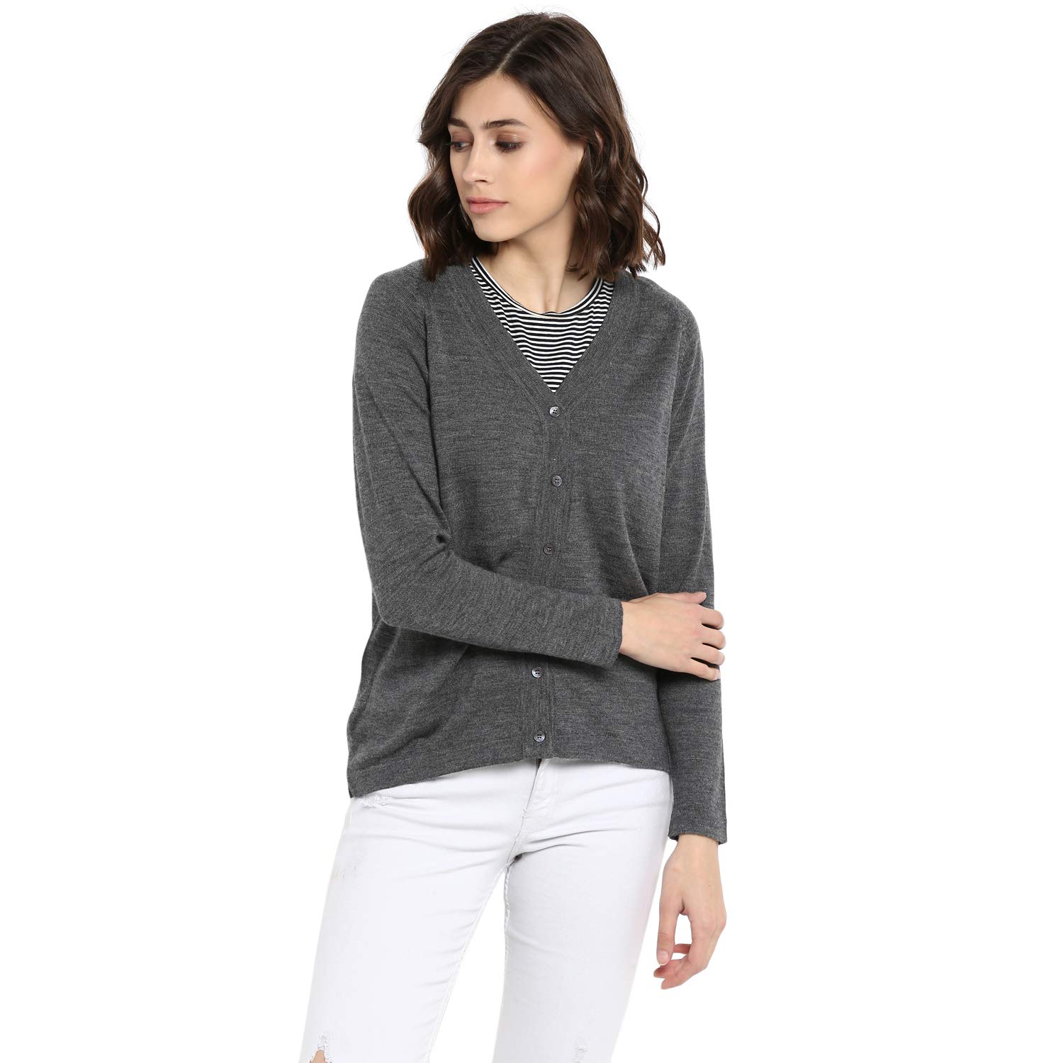 monte carlo grey pure wool solid cardigan