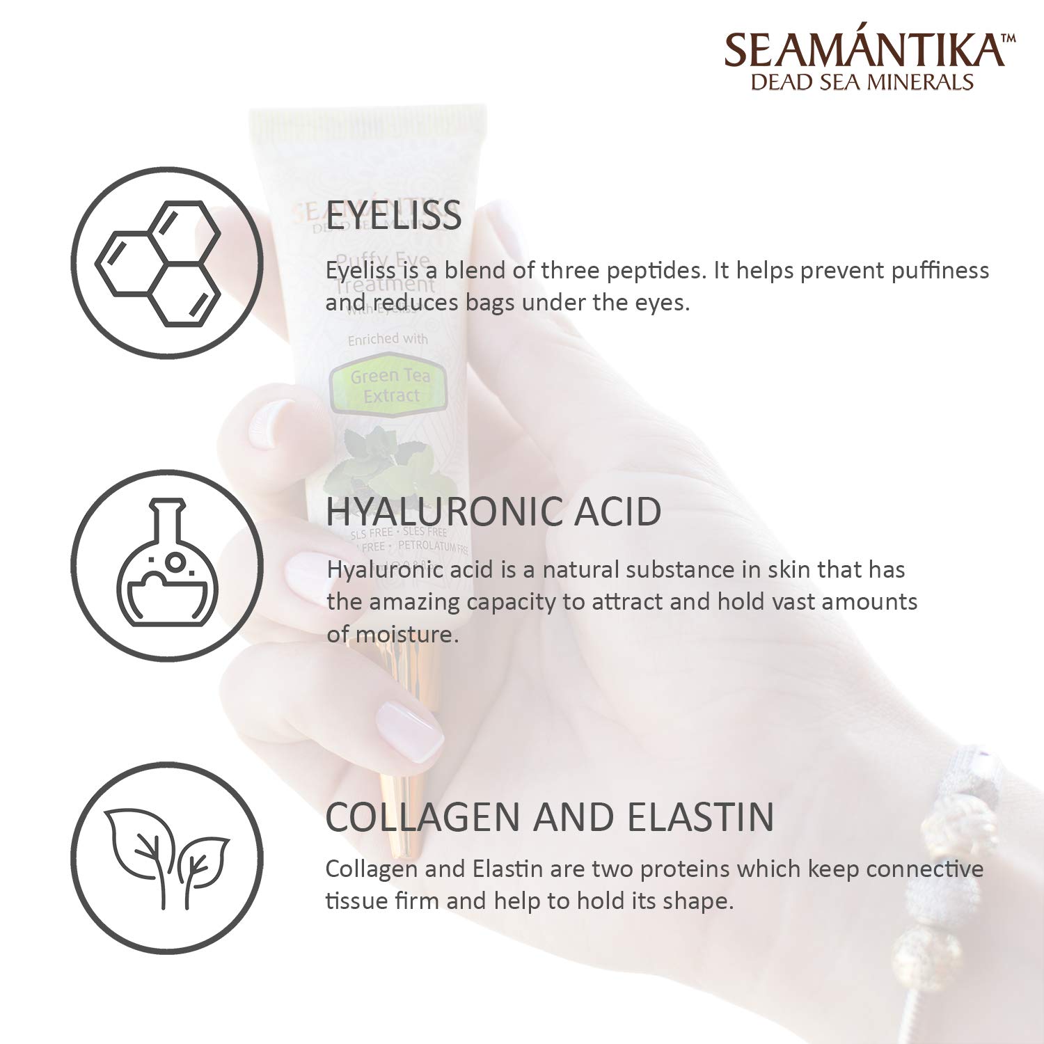 Puffy Eyes Treatment Instant results – Naturally Eliminate Wrinkles, Puffiness, Dark Circle and Bags in Minutes – Hydrating Eye Cream w/Green Tea Extract, Dead Sea Minerals by SEAMANTIKA – .8 oz: Beauty