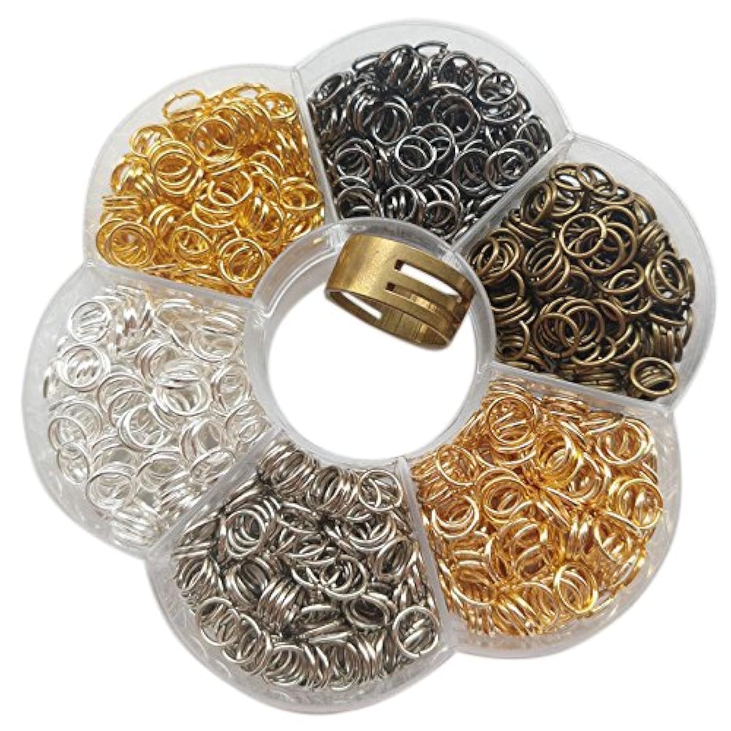Chenkou Craft 1 Box 6 Colors Open Jump Ring & Ring Jewelry Keychain Making from 4mm to 10mm with 1 pc Jump Ring Open/Close Tool and 1 pc Clear Box (7mm)
